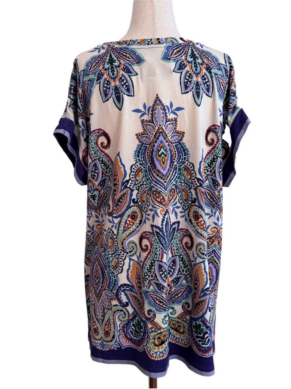 Johnny Was Janie Favorite Crew Neck Draped Tee Ruta print Paisley Boho L - Picture 3 of 7